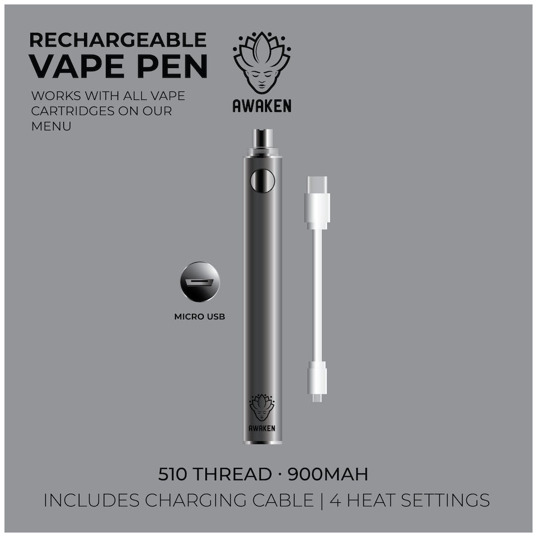 Awaken Vape Pen | Metallic Silver | Rechargeable | 4 Heat Settings