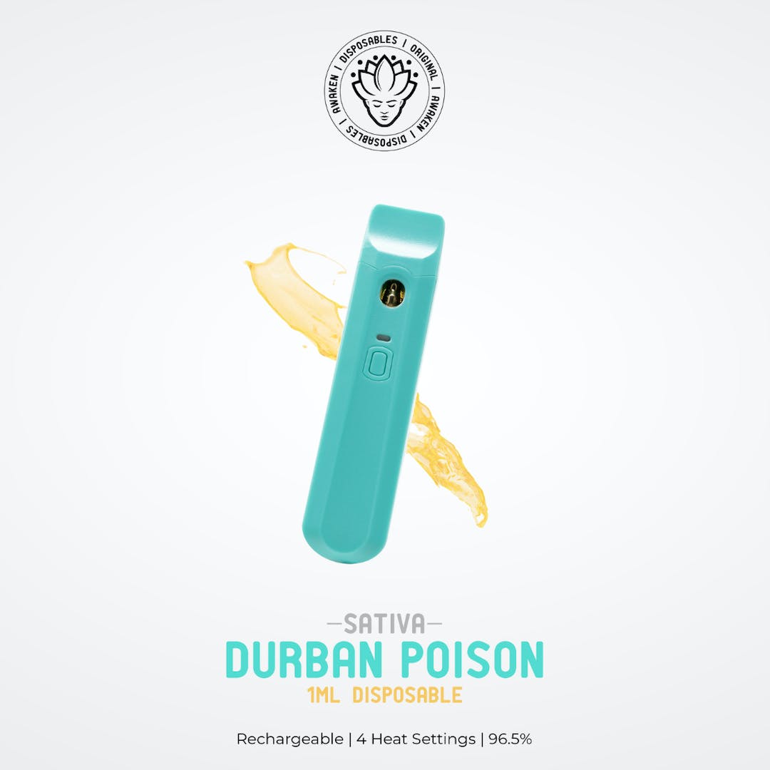Awaken 1ml Disposable | Durban Poison | 4 Heat Settings | Rechargeable