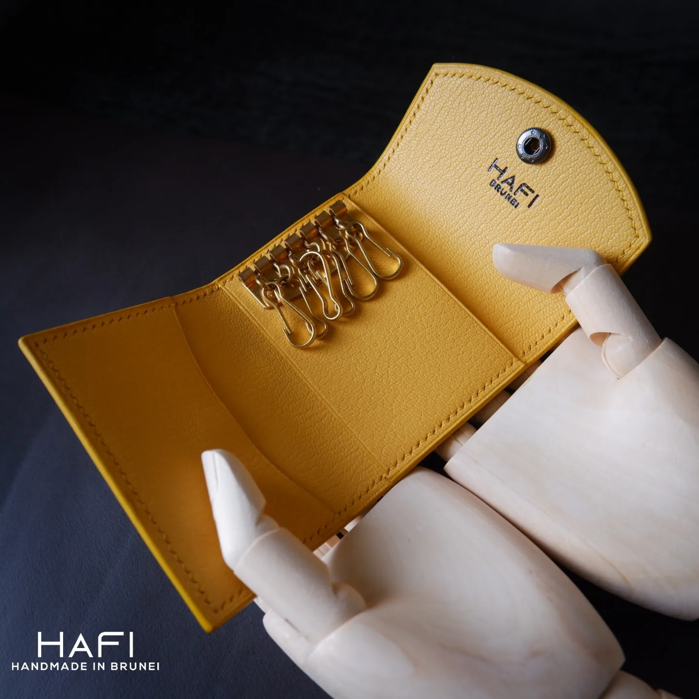 Key Case in yellow goatskin_3