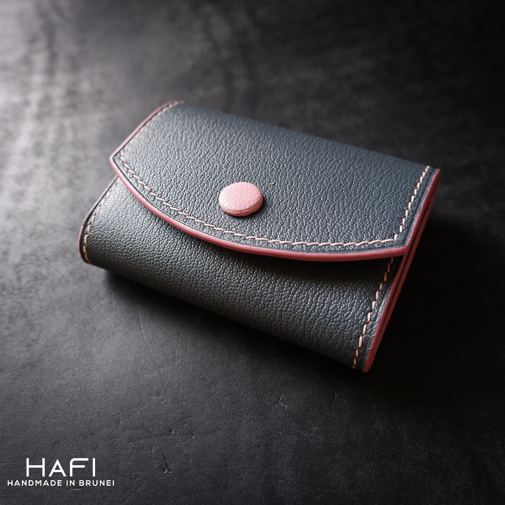 Key Case in grey x pink goatskin_0