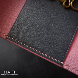 Key Case in grey x pink goatskin