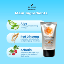 3W Clinic Intensive UV Sunblock Cream SPF50+ PA +++