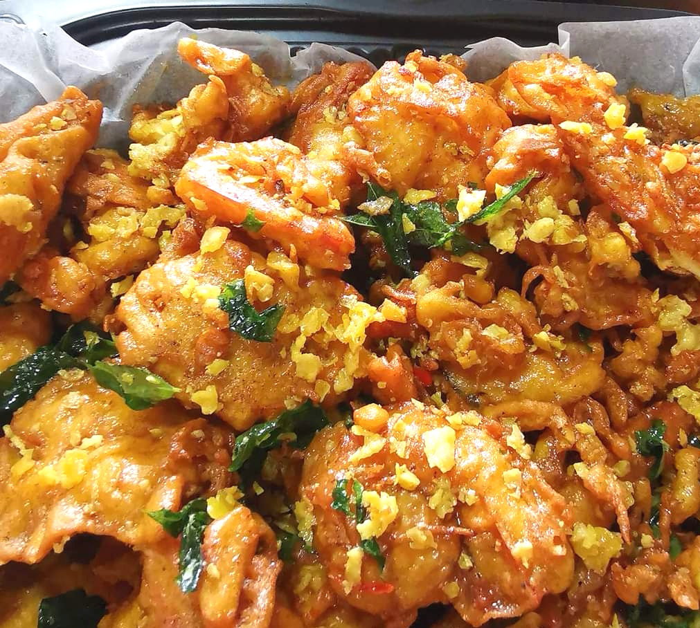 Salted Egg Fried Tiger Prawns