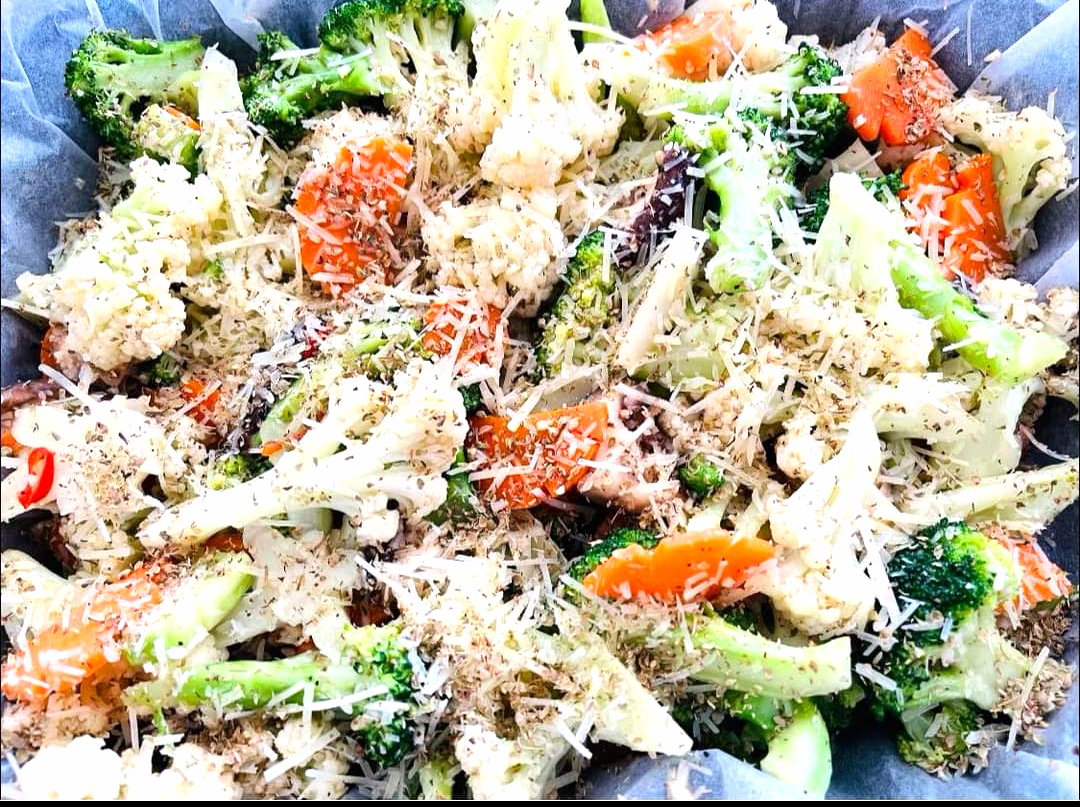 Sautéed Butter N Herbs Mixed Vegetables Top With Parmasan Cheese