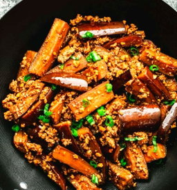 Stirfry Spicy Minced Pork With Egg Plant