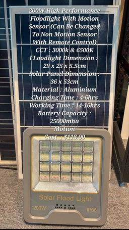 High-Performance Solar-Panel Floodlight (With Motion Sensor)