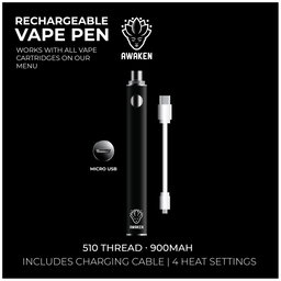 Awaken Vape Pen | Matte Black | Rechargeable | 4 Heat Settings