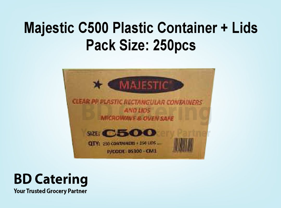 Majestic C500 Plastic Container + Lids Pack Size: 250pcs