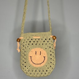 Smiley Drawstring Crossbody Bag
