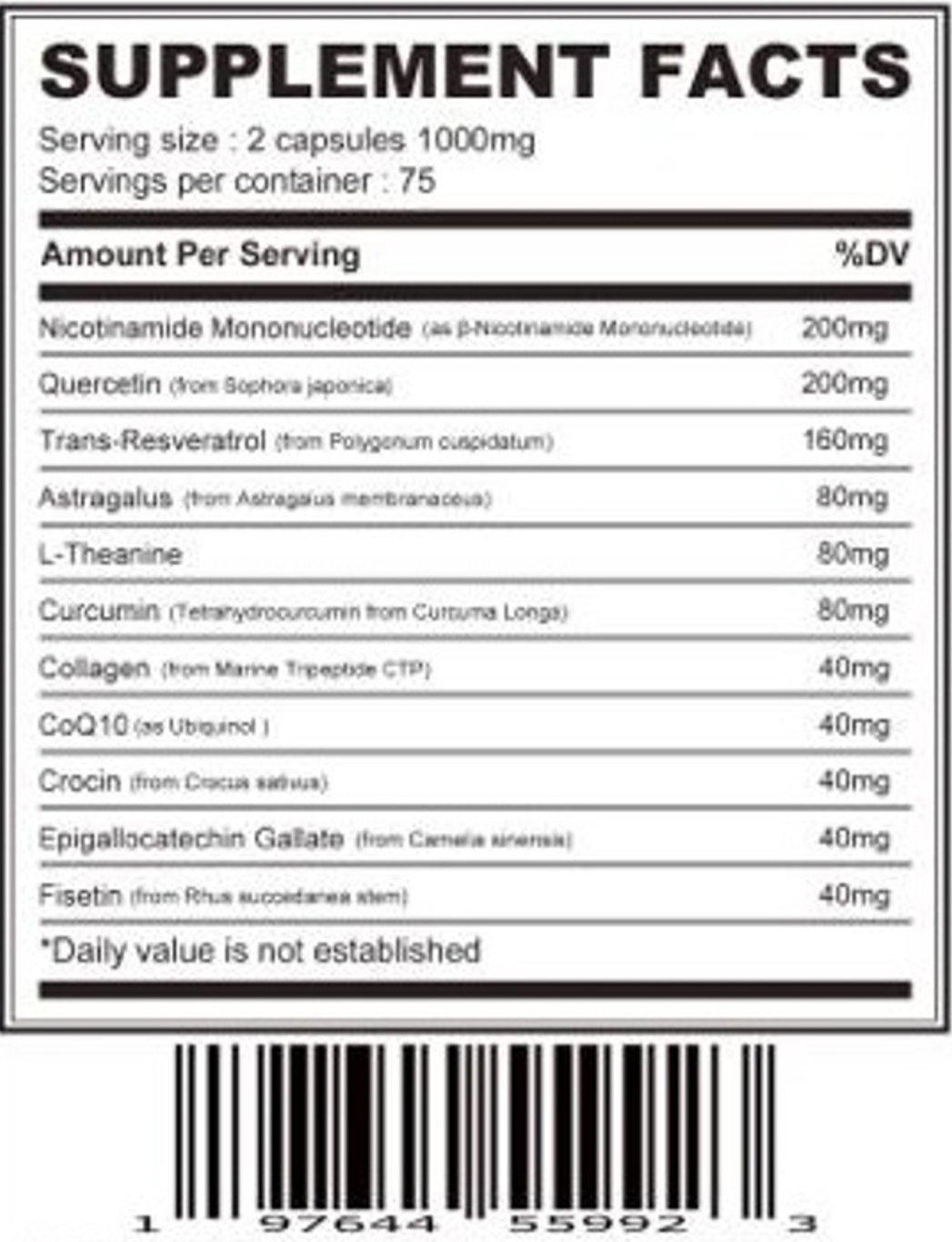 Organic N.M.N+10  1000mg. 150 capsules _1