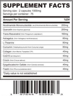 Organic N.M.N+10  1000mg. 150 capsules 