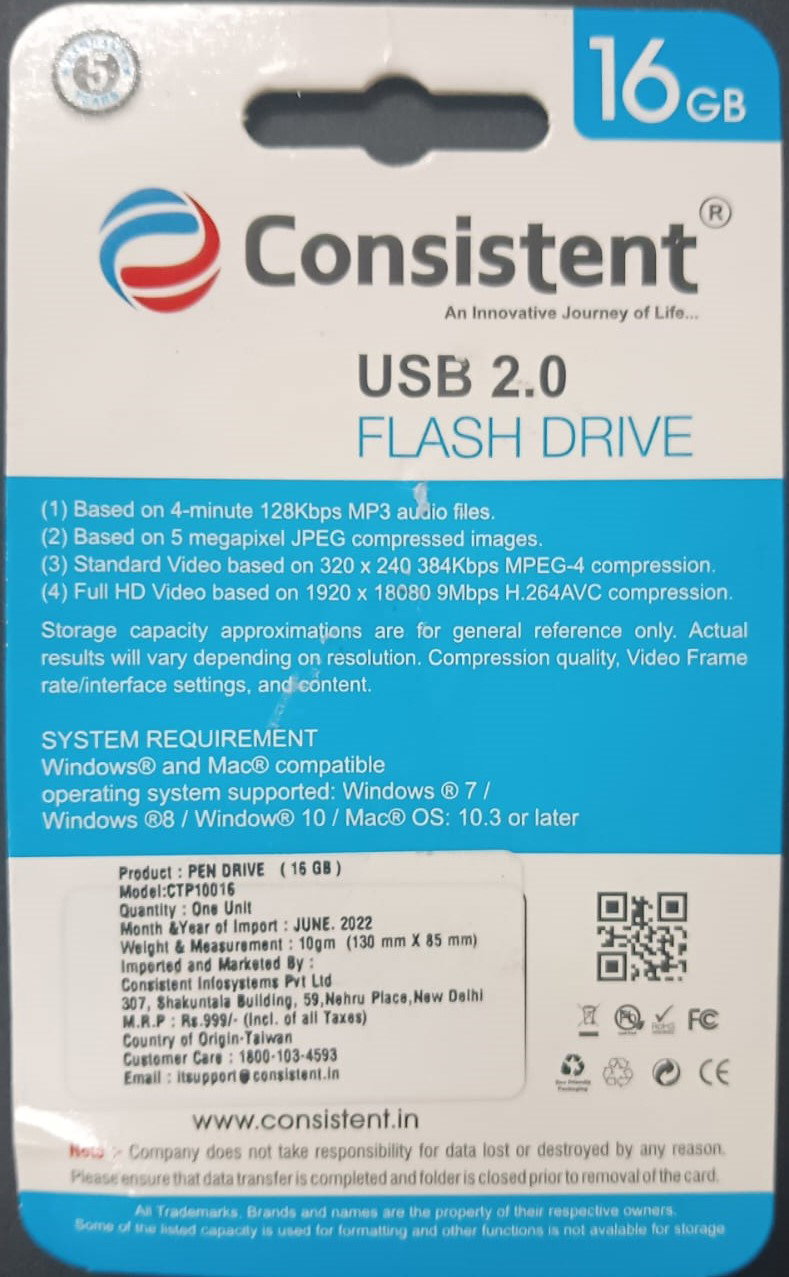 Consistent 16GB Pen Drive CTP10016 With GST Bill_2