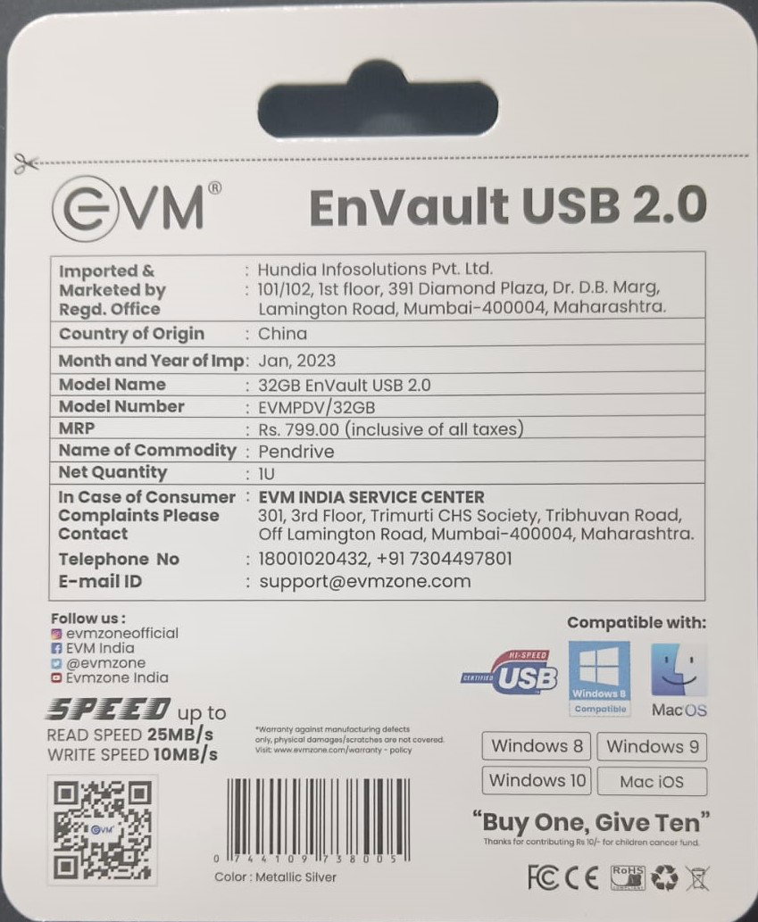 EVM 32GB EnVault USB2.0 EVM PDV/32GB Pendrive With GST Bill_2