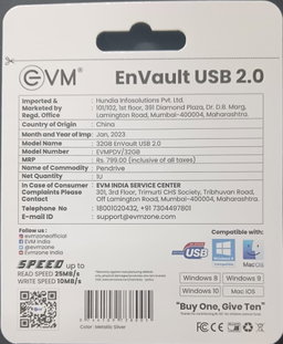 EVM 32GB EnVault USB2.0 EVM PDV/32GB Pendrive With GST Bill