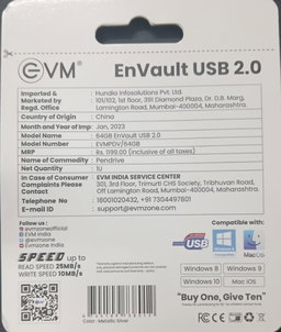 EVM 64GB EnVault USB2.0 EVM PDV/64GB Pendrive With GST Bill