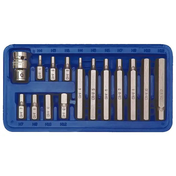VOREL SCREWDRIVER BIT SET HEX H4 - H12 15PCS_0