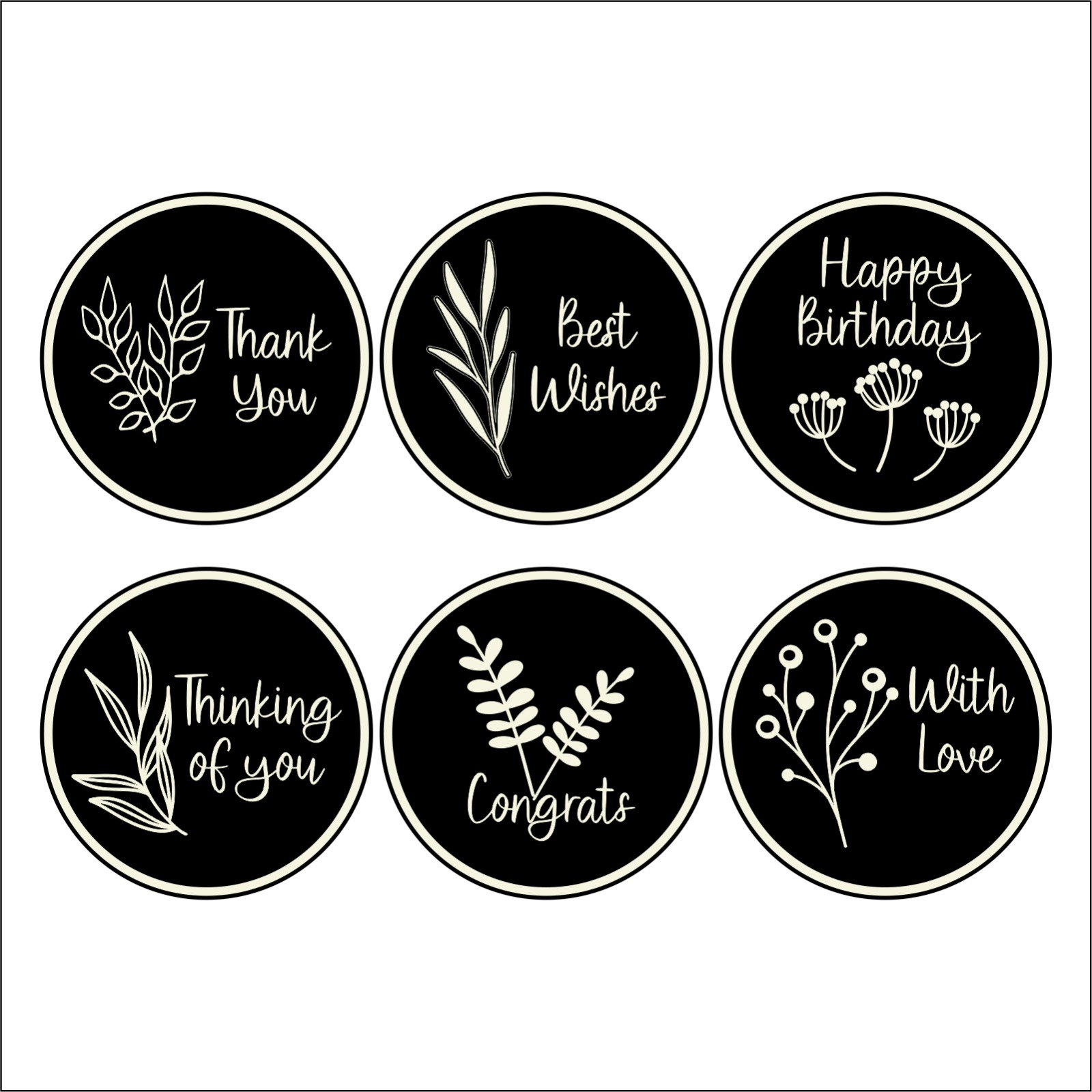 Tags Full Set (6 x 10) Botanical Black/White English_0