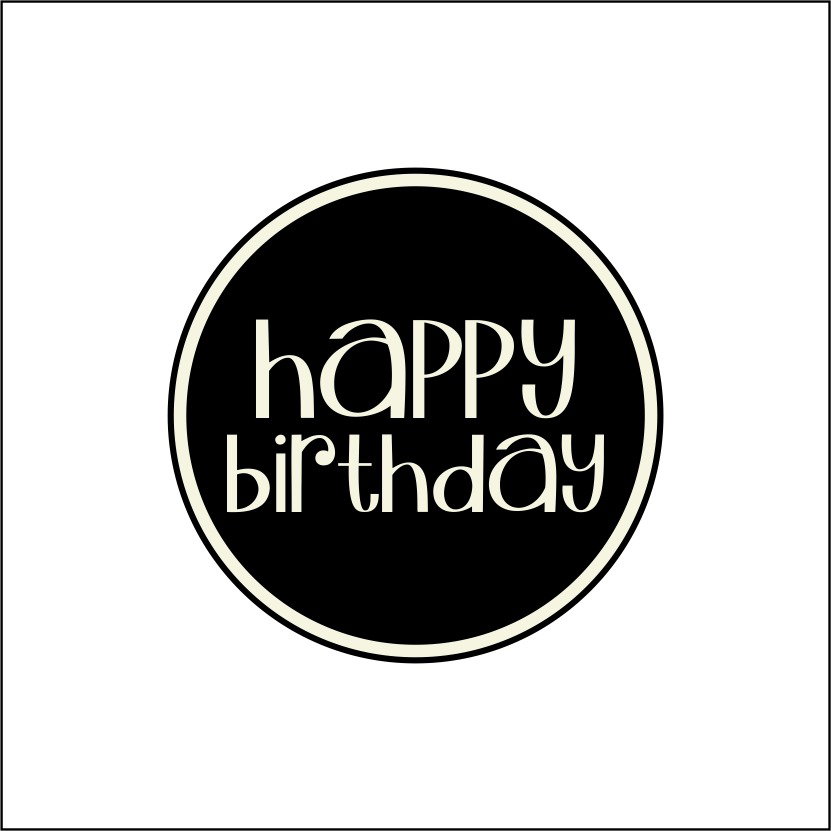 10 Tags refill Happy Birthday Funky Black