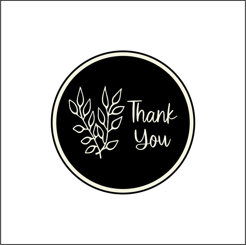 10 Tags refill Thank You Botanical Black