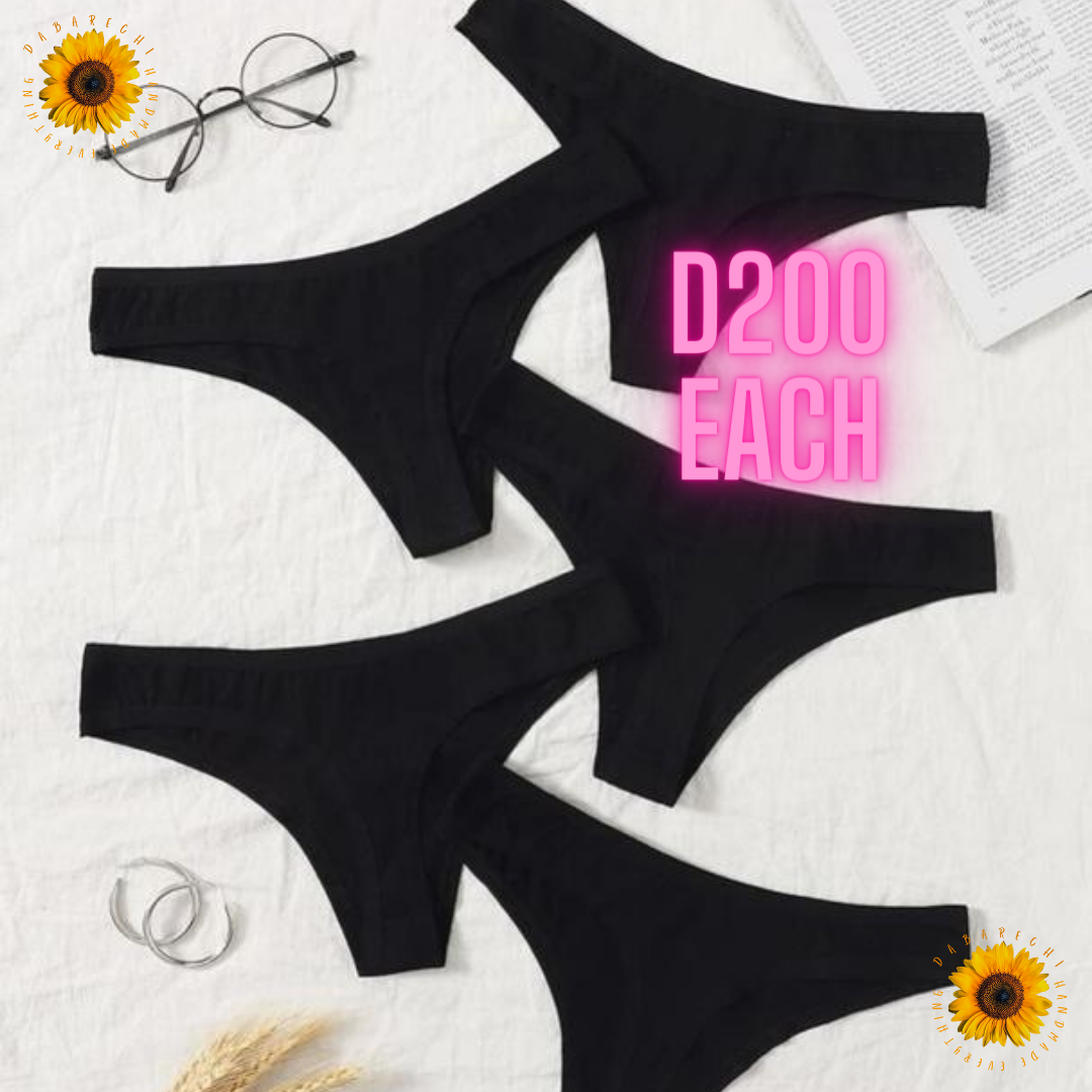 Plain Black Thong_0