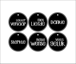 Tags Full Set (6 x 10) Funky Black Afrikaans
