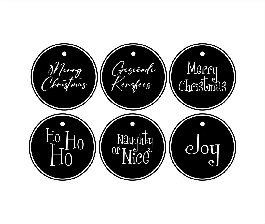 Tags Full Set (6 x 10) Christmas Black