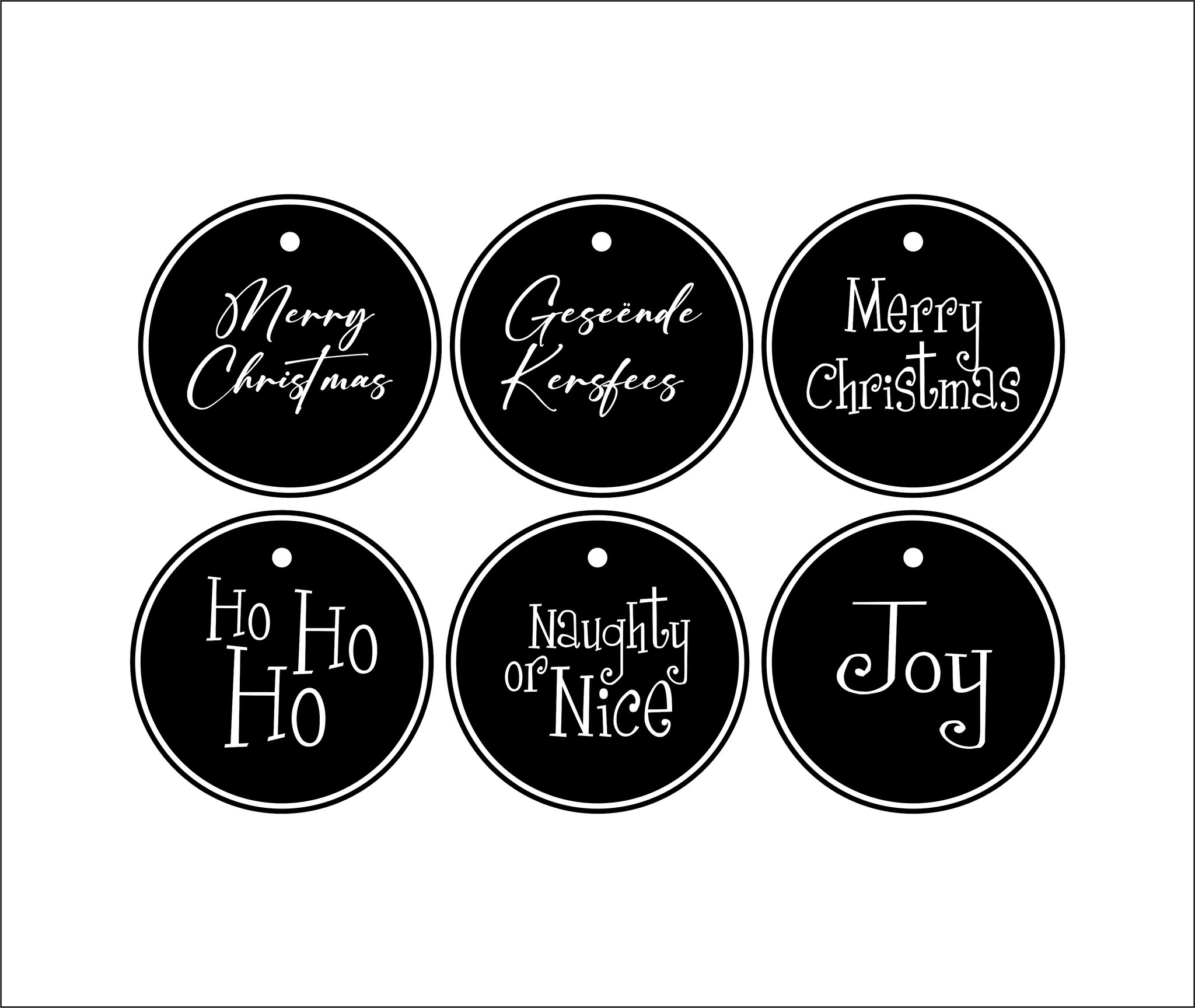 Tags Full Set (6 x 10) Christmas Black_0