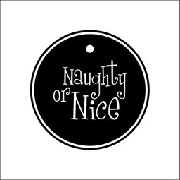 10 Tags refill Naughty or Nice Curly design Black