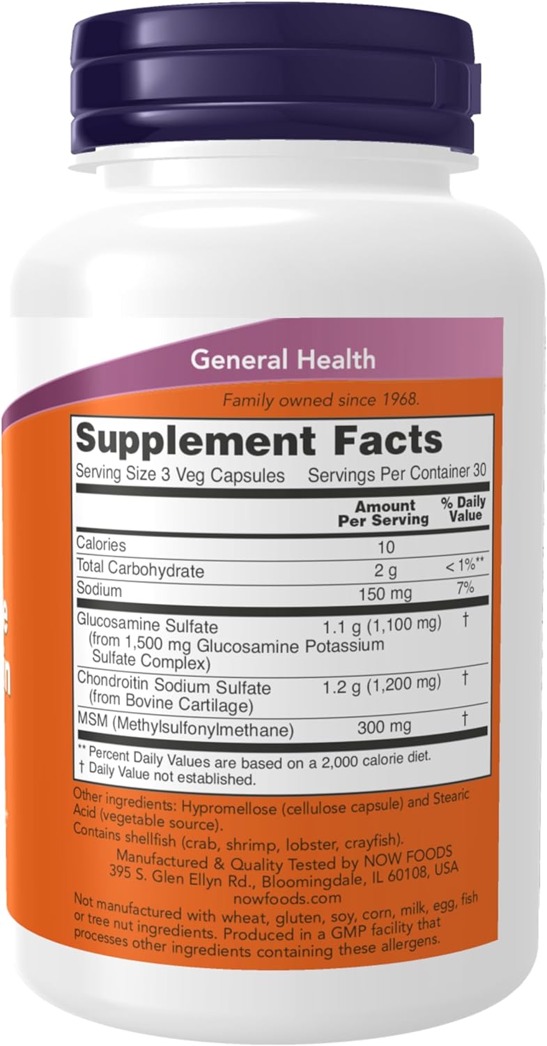 NOW GLUCOSAMINE & CHONDROITIN PLUS MSM 90_1