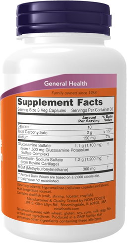 NOW GLUCOSAMINE & CHONDROITIN PLUS MSM 90