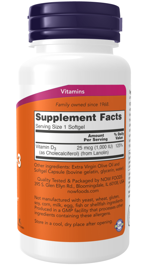 NOW VITAMIN D-3 1,000IU 180 SOFTGELS_2