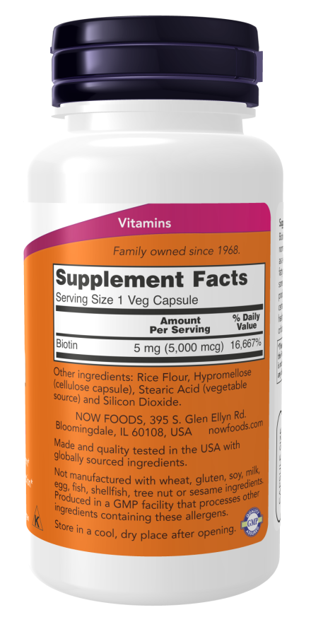 NOW FOODS BIOTIN 5MG 60 VCAPS_1