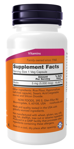 NOW FOODS BIOTIN 5MG 60 VCAPS
