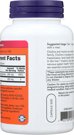 NOW CHOLINE & INOSITOL 500MG 100 VCAPS