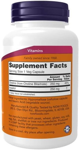 NOW CHOLINE & INOSITOL 500MG 100 VCAPS