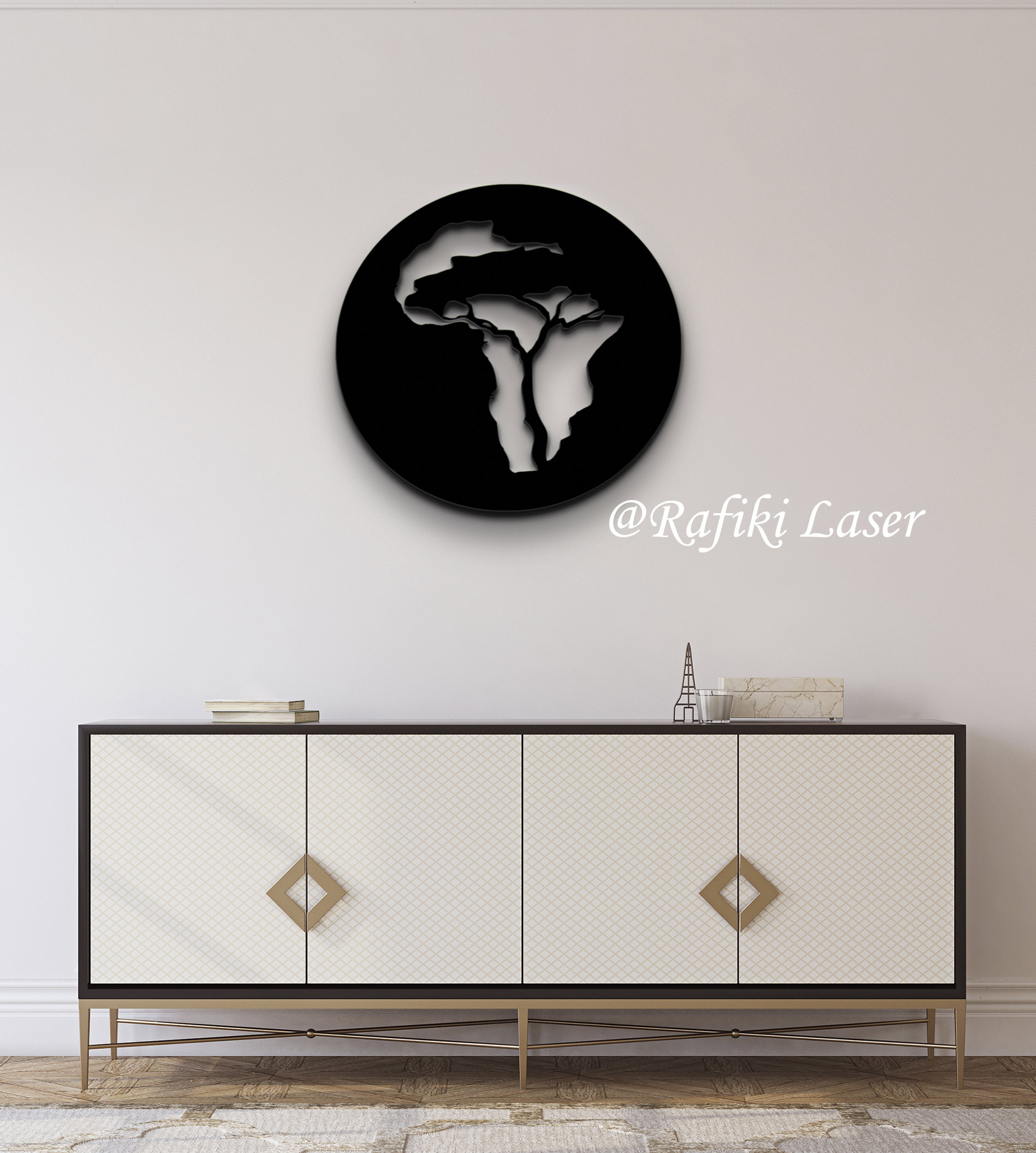 African Tree Metal Wall Art Decor_0