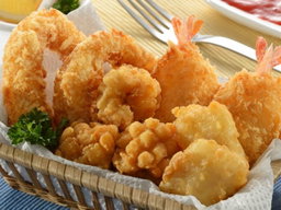 Seafood Basket n Chips + Salsa Salad