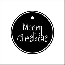 10 Tags refill Merry Christmas Curly design Black 
