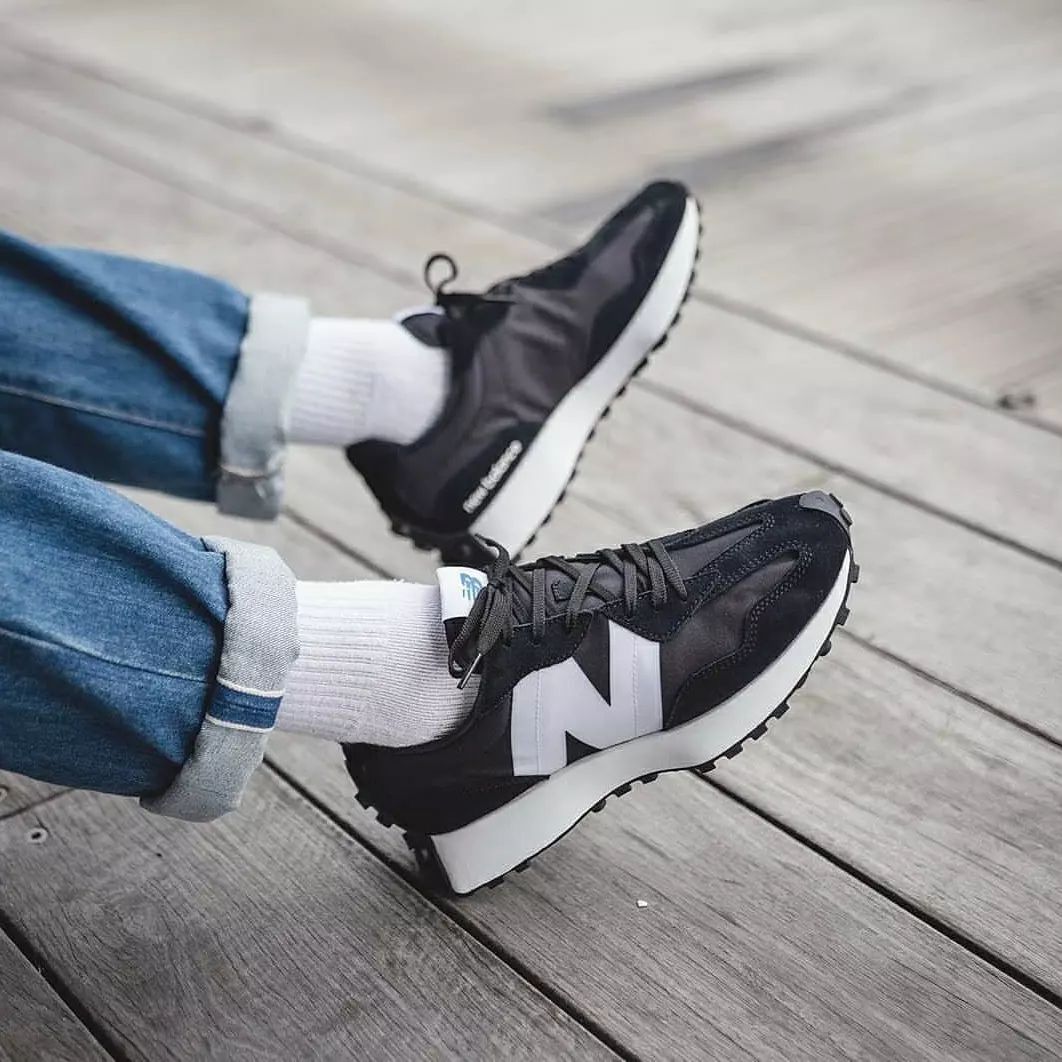 New Balance M327 in "Black White,"