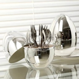Golden Egg Dessert Spoon & Fork Set