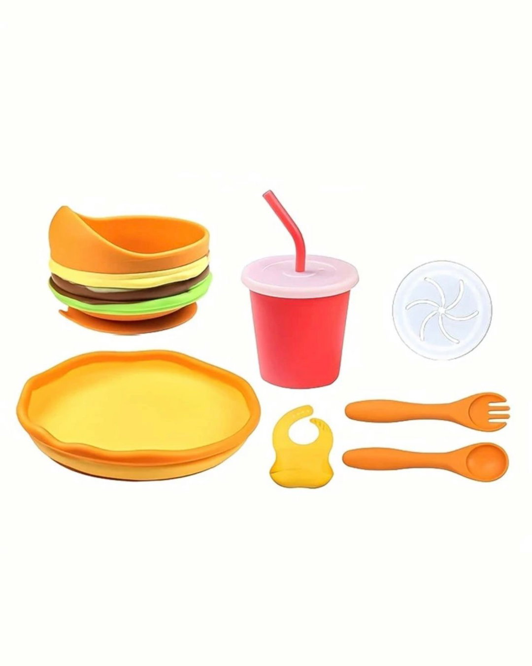 Silicone Burger Meal Kids Tableware Set