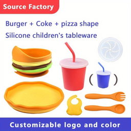 Silicone Burger Meal Kids Tableware Set