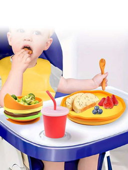 Silicone Burger Meal Kids Tableware Set