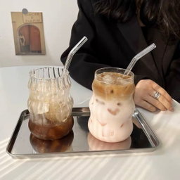 Creative Shape Glass With Lid & Straw