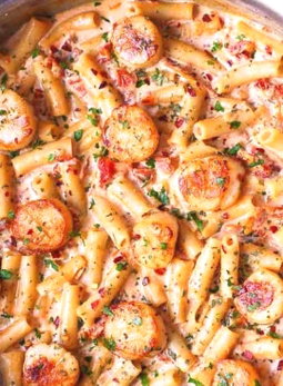 Creme Scallop Bacon Herbs Penne