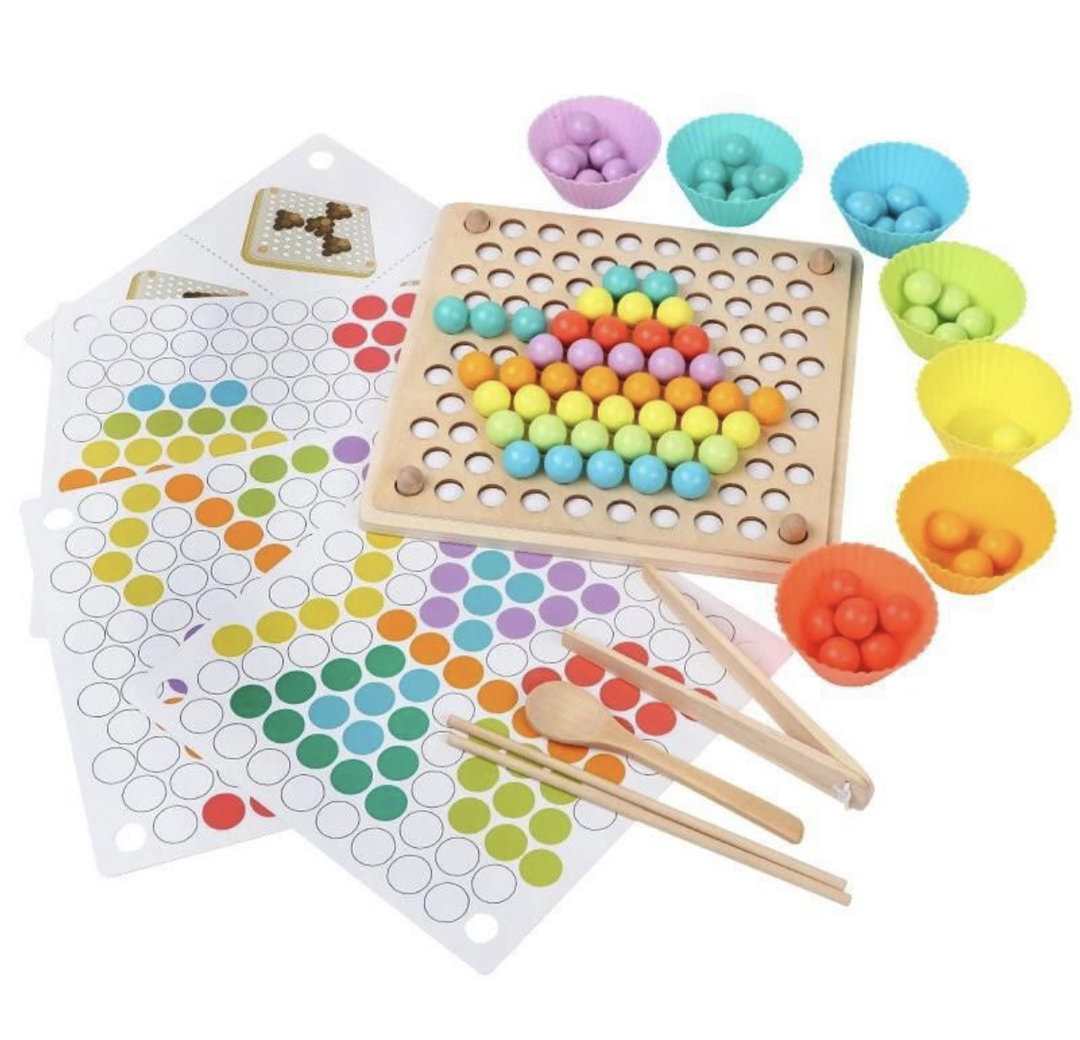 Wooden board and bead set