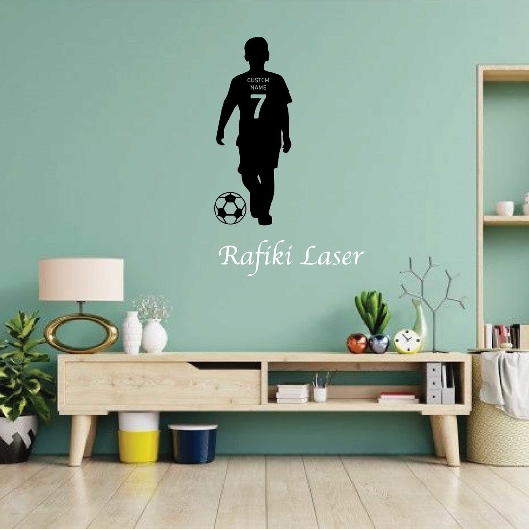 Personalized Name and Number Soccer Player Metal Wall Art Decor