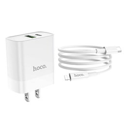 Wall charger “C80 Rapido” PD + QC3.0 US plug set with Lightening cable