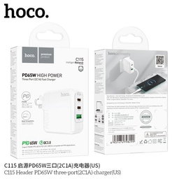 Hoco C115 Header PD65W three-port(2C1A) charger(US)