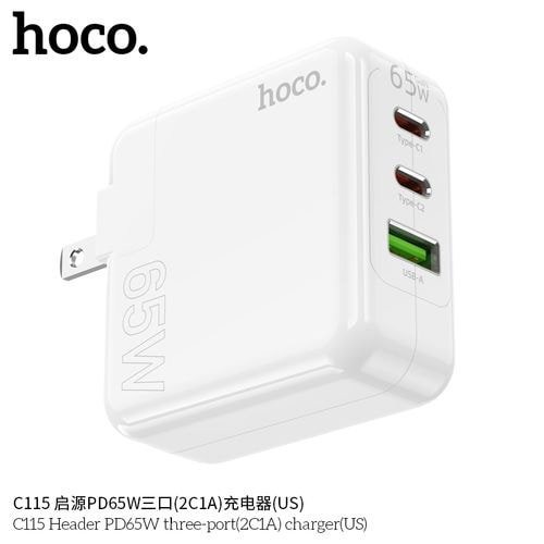 Hoco C115 Header PD65W three-port(2C1A) charger(US)_1